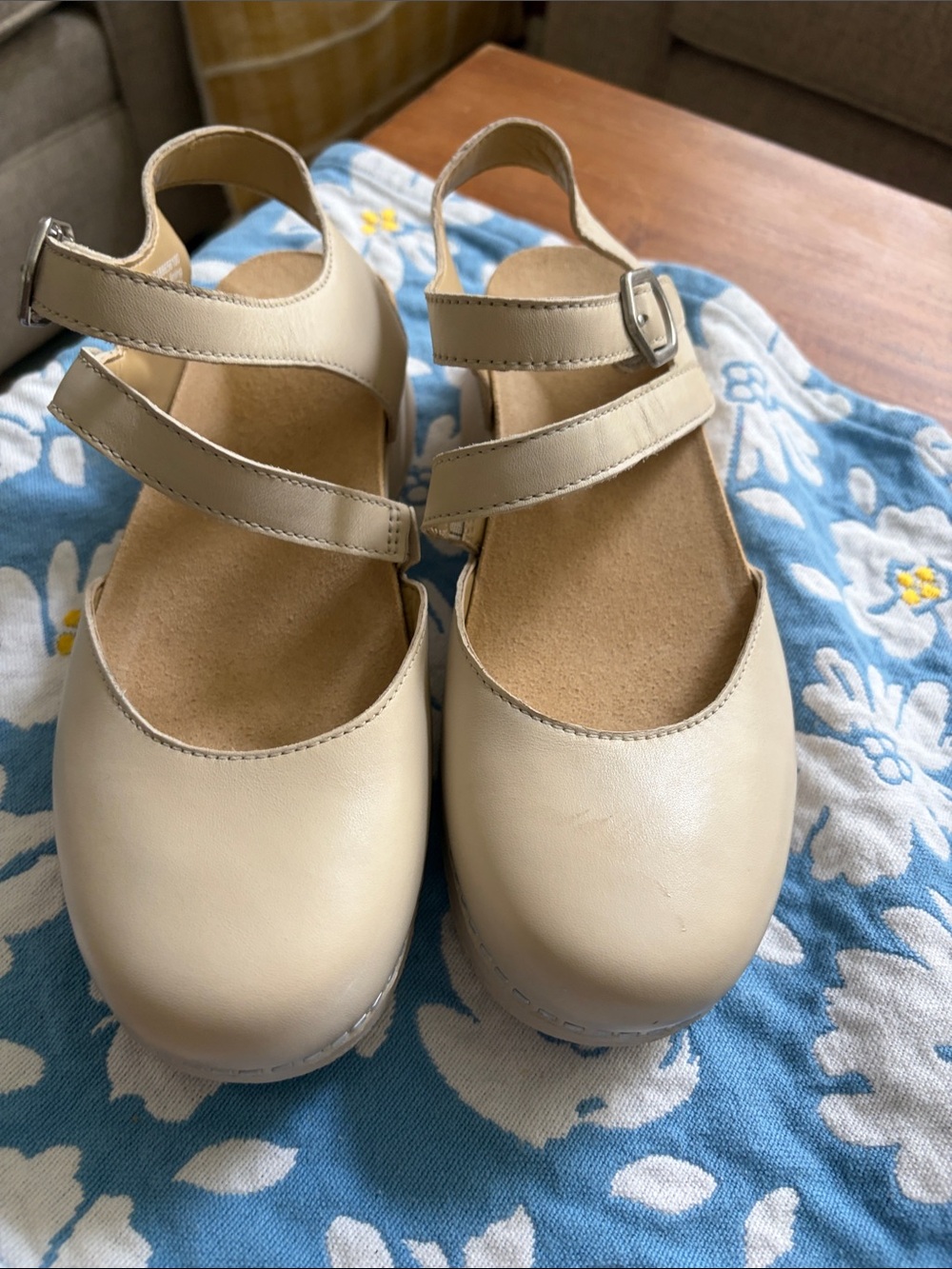Dansko Cream Mary Jane Strap Shoes